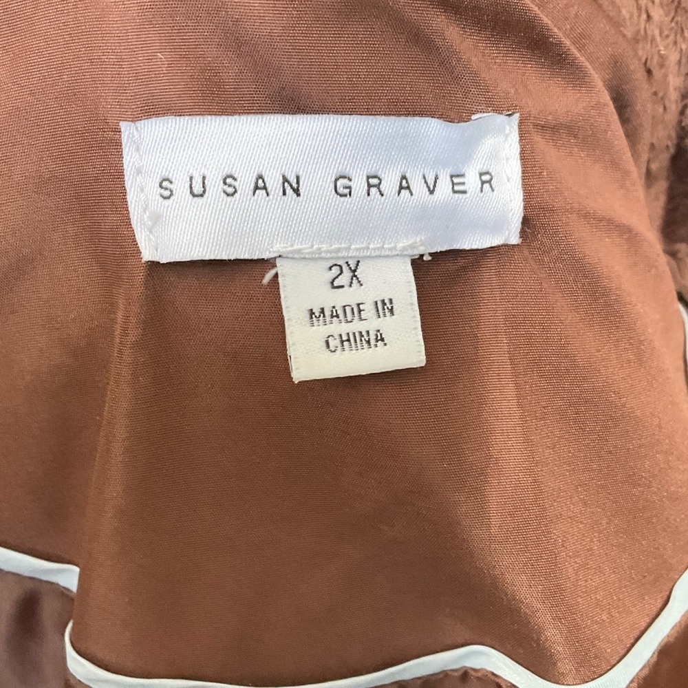 Susan Graver Brown Puffer Coat with Faux Fur Trim 2XL - Picture 10 of 12